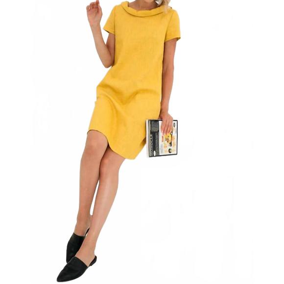 NEW LE MUSE story linen dress in yellow - divino.acegroup.co.in
